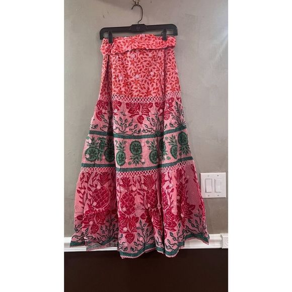 Farm Rio Ainika Print Macaws 3D Flower Applique Maxi Skirt S Small NWT - Picture 9 of 9